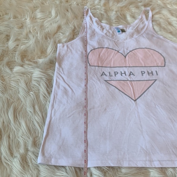 Brand New Never Worn White Pink and Silver Alpha Phi Hear Tank Top Size Small - Picture 5 of 6